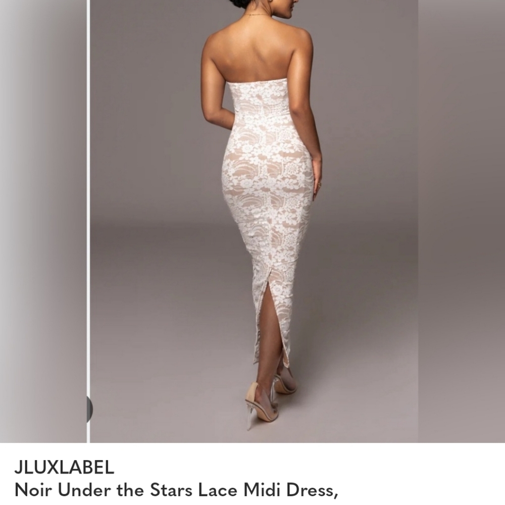 White Strapless Bodycon Dress with Slit